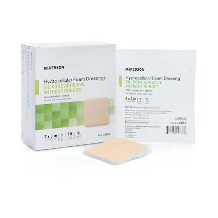 Mckesson Silicone Gel Adhesive without Border Silicone Foam Dressing, 3 x 3 Inch, 10PK 4862